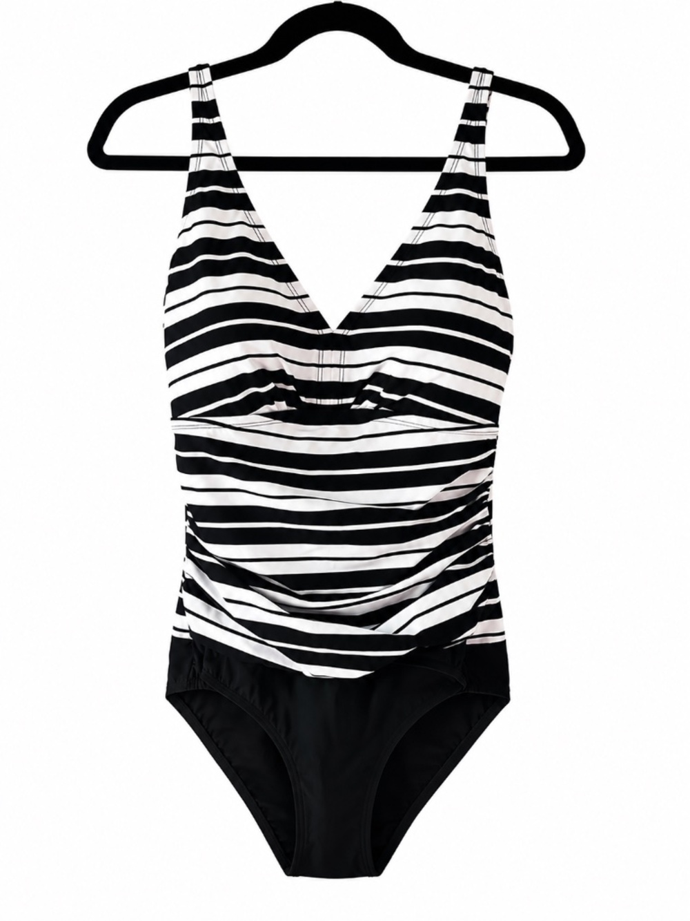 NWT Swim Solutions Striped Tummy Control One-Piece Size 12 - Picture 2 of 9